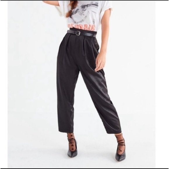 Urban Outfitters Pants - Urban Outfitters Satin High Waisted Pants Vintage Inspired Black Size 4